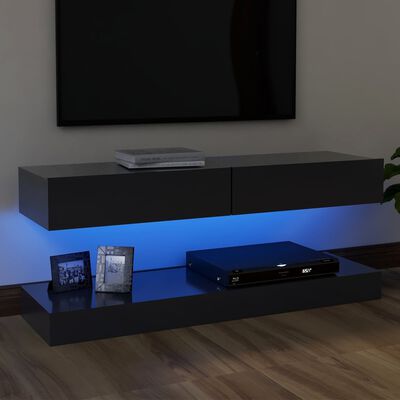 vidaXL TV ormarić s LED svjetlima sivi 120 x 35 cm