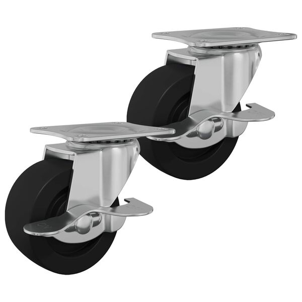 vidaXL Kaster 2 pcs Crna i srebrna 63 x 48 x 46 mm Željezo i najlon