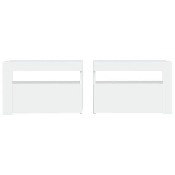vidaXL Noćni ormarići 2 kom s LED svjetlima bijeli 60 x 35 x 40 cm
