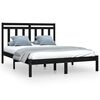 vidaXL Okvir za krevet od masivnog drva crni 140 x 190 cm
