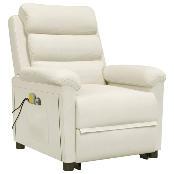 vidaXL Masažna fotelja na podizanje krem baršunasta