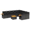 vidaXL 10-dijelni set vrtnih sofa s jastucima crni od poliratana