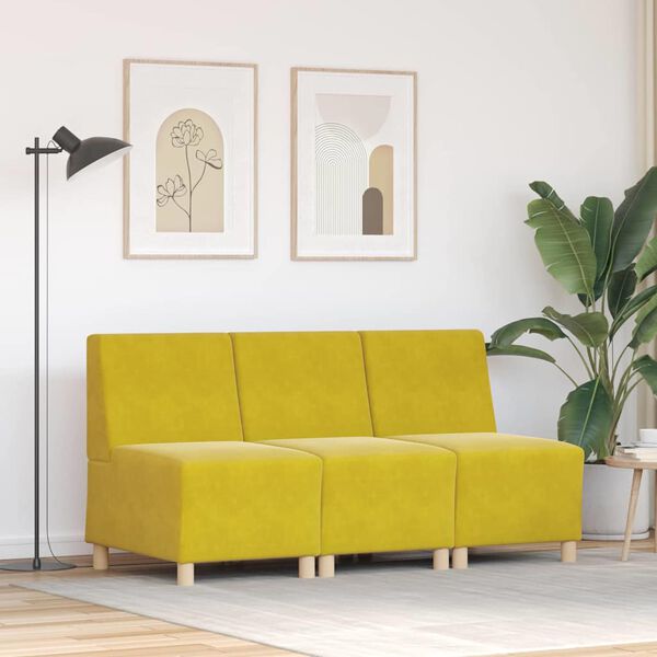 vidaXL Modularna sofa bez naslona 3 pcs Žuta 55 x 74 x 82 cm Bar&scaron;un