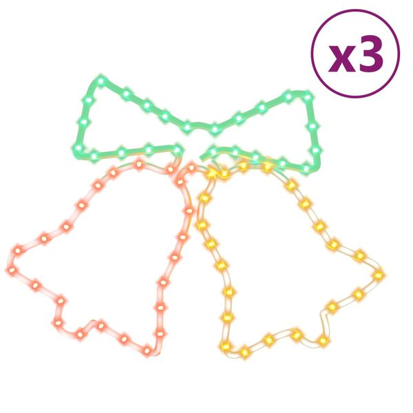 vidaXL Figure božićnih zvona sa 72 LED žarulje 3 kom 50 x 56 cm