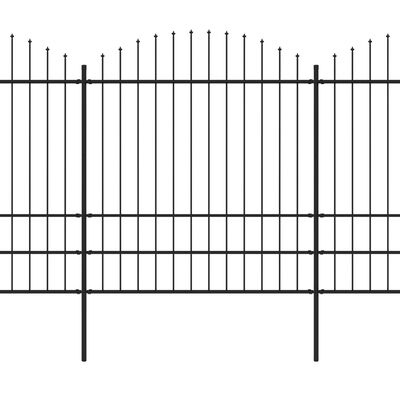 vidaXL Vrtna ograda s ukrasnim kopljima (1,75 - 2) x 1,7 m čelična crna