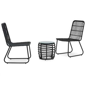 vidaXL 3-dijelni bistro set od poliratana crni