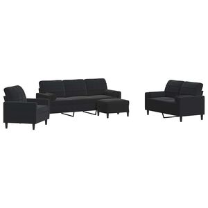 vidaXL 3-dijelni set sofa s jastucima crni bar&scaron;unasti