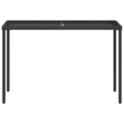 vidaXL Vrtni stol sa staklenom pločom crni 115x54x74 cm od poliratana