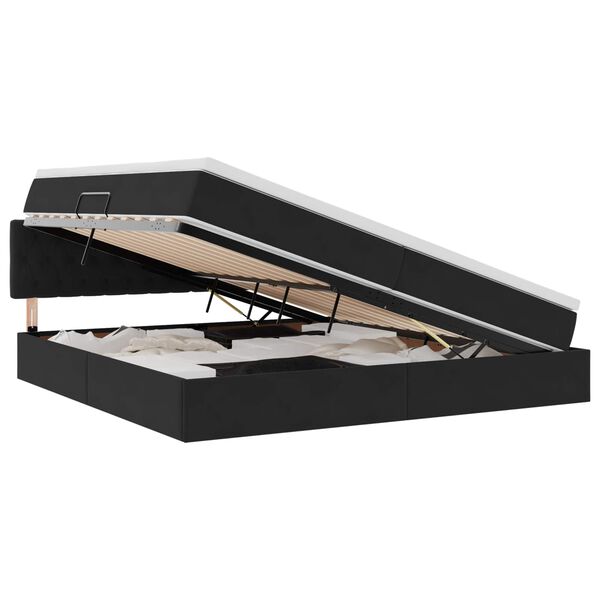 vidaXL Krevet s od storage s madracem Crna 200 x 200 cm Bar&scaron;un