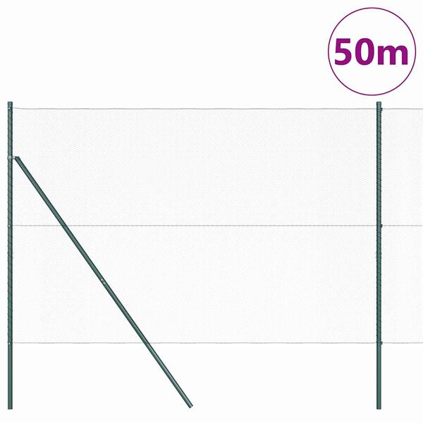 vidaXL Ograda s stupovima Zelena 1.6 x 50 m Čelik prekriven PVC-om