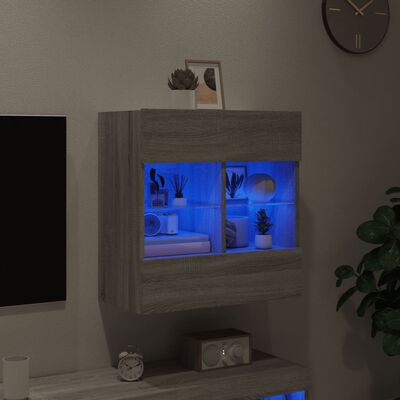 vidaXL Zidni TV ormarić s LED svjetlima boja hrasta 58,5x30x60,5 cm