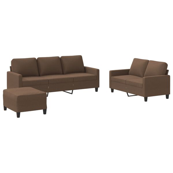 vidaXL 3-dijelni set sofa s jastucima smeđi od tkanine