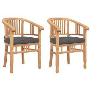 vidaXL Stolica s jastukom 2 pcs Smeđa 63 x 58 x 89 cm Čvrsto teak drvo