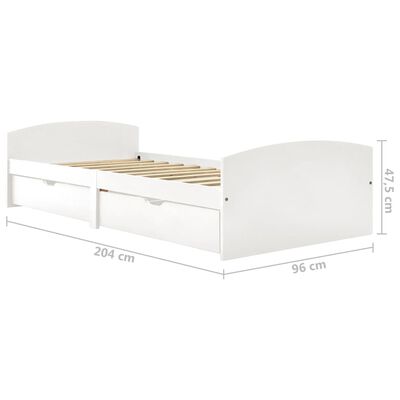 vidaXL Okvir kreveta s 2 ladice bijeli od masivne borovine 90 x 200 cm