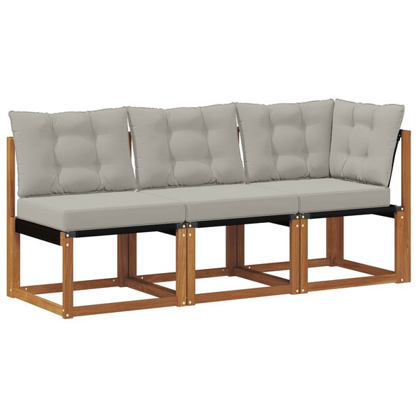 vidaXL Vanjski srednji i kutni kauč s jastukom 3 Komad Prirodna