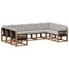 vidaXL Set vanjskih sofa s jastukom 9 pcs Prirodna i Svjetlosiva