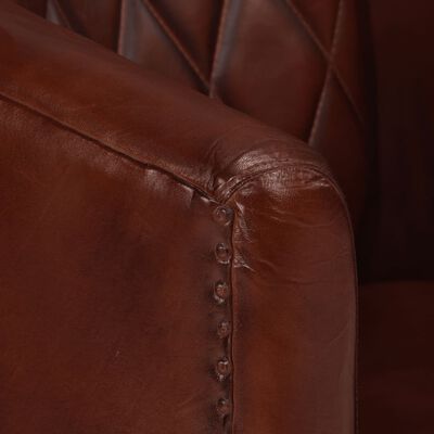 vidaXL Zaobljena fotelja od prave kože smeđa