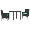vidaXL Set stola i stolica s jastukom 3 pcs Crna PE ratan