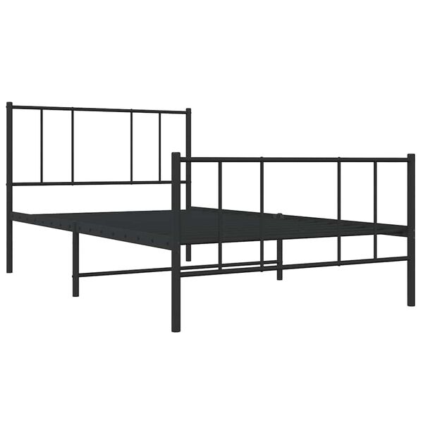 vidaXL Metalni okvir kreveta uzglavlje i podnožje crni 75x190 cm