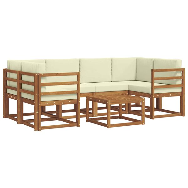 vidaXL Set vanjskih sofa s jastukom 7 pcs Prirodna i krem