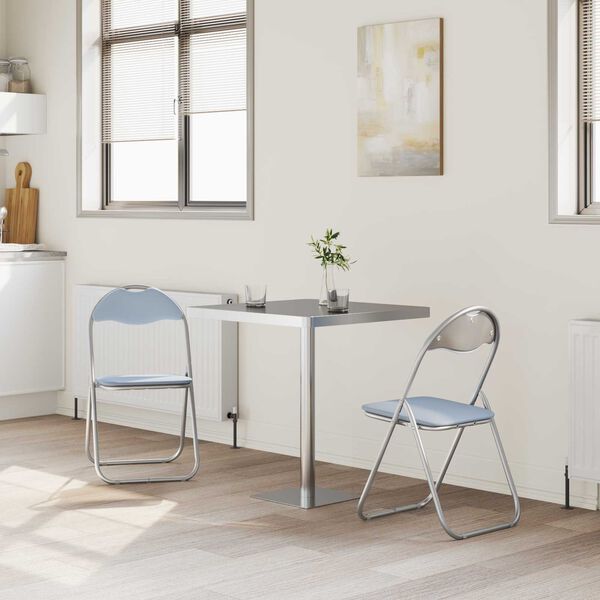 vidaXL Sklopiva stolica 2 pcs Sivi 48 x 43,5 x 81 cm Lažna koža