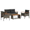 vidaXL 4-dijelni set vrtnih sofa od poliratana s jastucima sivi