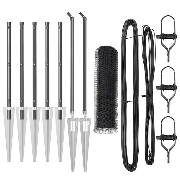 vidaXL Stup za ogradu Siva 10 x 1 m (mrežica 13 mm) Čelik i PVC