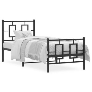 vidaXL Metalni okvir kreveta uzglavlje i podnožje crni 75x190 cm