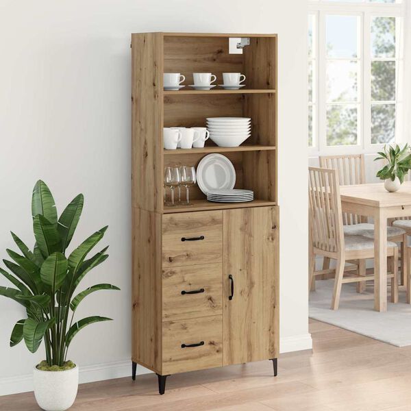 vidaXL Highboard Umjetnički hrast 69,5 x 34 x 180 cm Konstruirano drvo