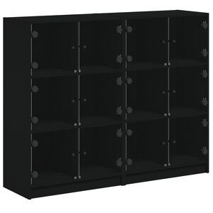 vidaXL Regal za knjige s vratima crni 136x37x109 cm konstruirano drvo