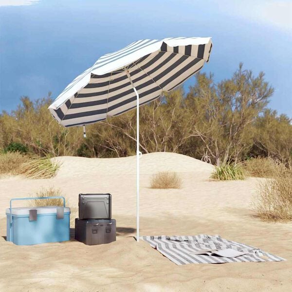 vidaXL Suncobran za plažu Plava i bijela 206 x 206 x 212 cm