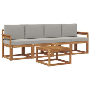 vidaXL Set vanjskih sofa s jastukom 5 pcs Prirodna i svijetlo siva