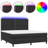 vidaXL Krevet box spring s madracem LED crni 180x200cm od umjetne kože