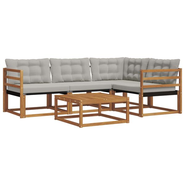 vidaXL Set vanjskih sofa s jastukom 5 pcs Prirodna i svijetlo siva
