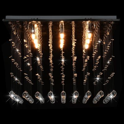 vidaXL Stropna svjetiljka s kristalnim perlama srebrna kockasta G9