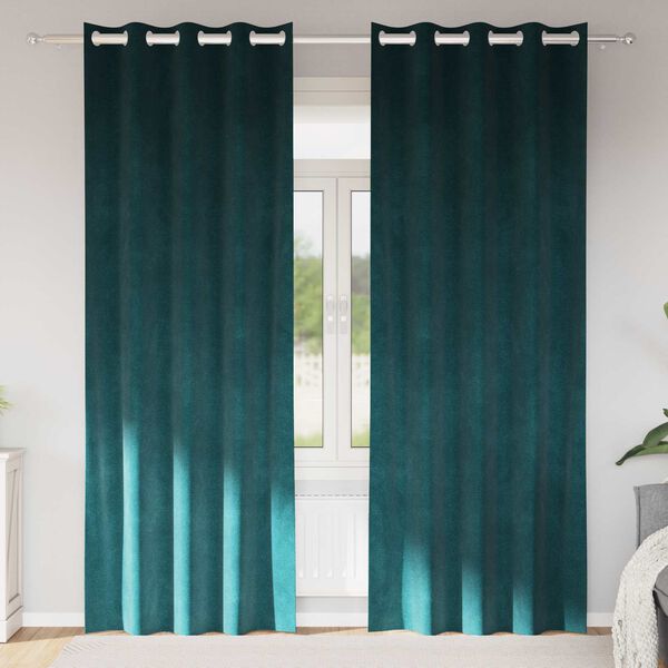 vidaXL Zavjese za zamračivanje 2 pcs Tamnozelena 140 x 245 cm Bar&scaron;un