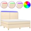 vidaXL Krevet box spring s madracem LED krem 180x200 cm od tkanine