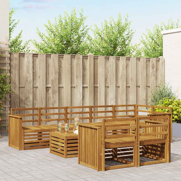 vidaXL Setovi sofa 9 pcs Prirodna Čvrsto drvo akacije