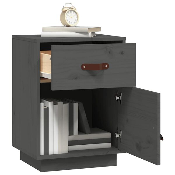 vidaXL Noćni ormarić sivi 40 x 34 x 55 cm od masivne borovine