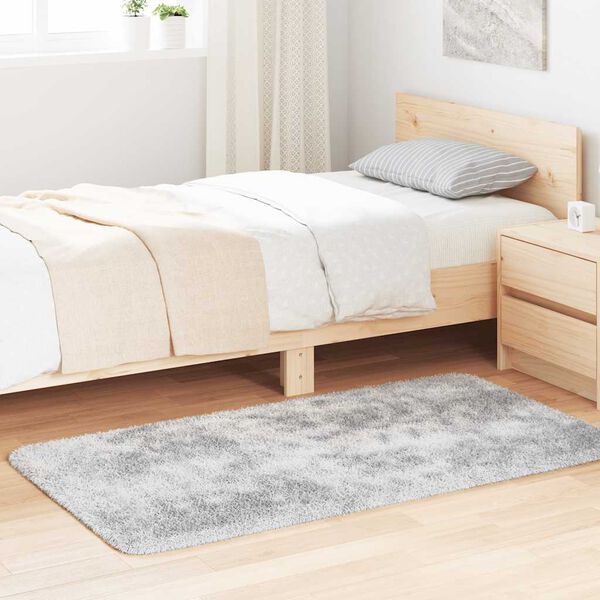 vidaXL Čupavi tepih s visokim vlaknima NAVARRA srebrnosiva 80x150 cm