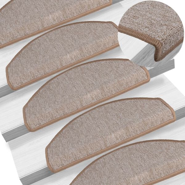 vidaXL Prostirke za stepenice 15 kom 65x24x4 cm svijetlosmeđe poluokrugle velike