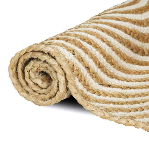 vidaXL Tepih Prirodna i bijela 120 x 170 cm Juta