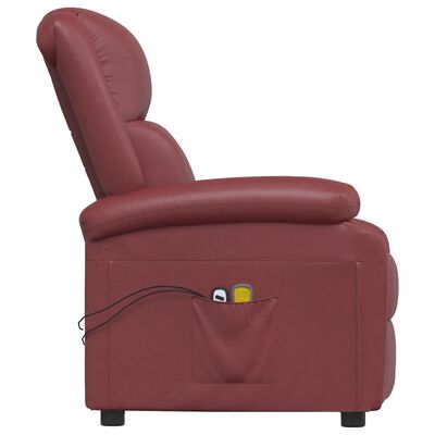 vidaXL Električna masažna fotelja crvena boja vina od umjetna koža