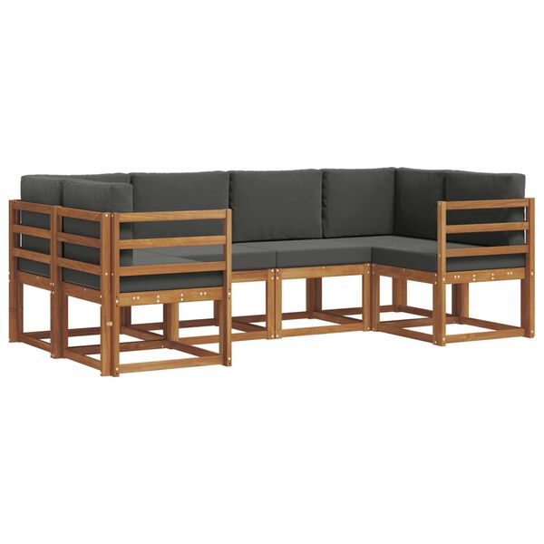 vidaXL Set vanjskih sofa s jastukom 6 pcs Prirodna i antracit