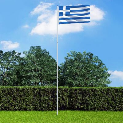 vidaXL Grčka zastava s aluminijskim stupom 6 m