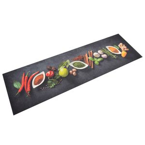 vidaXL Kuhinjski tepih perivi s uzorkom začina 45 x 150 cm bar&scaron;unasti