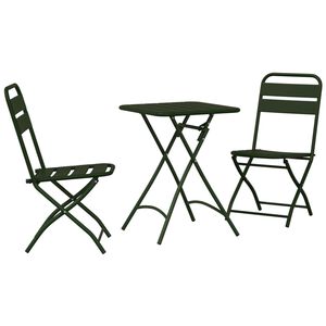 vidaXL Bistro set 3 pcs Tamnozelena Čelik