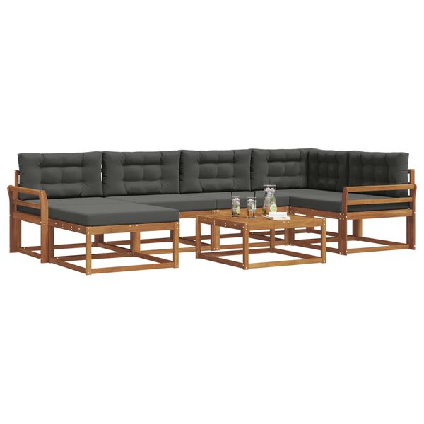 vidaXL Set vanjskih sofa s jastukom 7 pcs Prirodna i antracit
