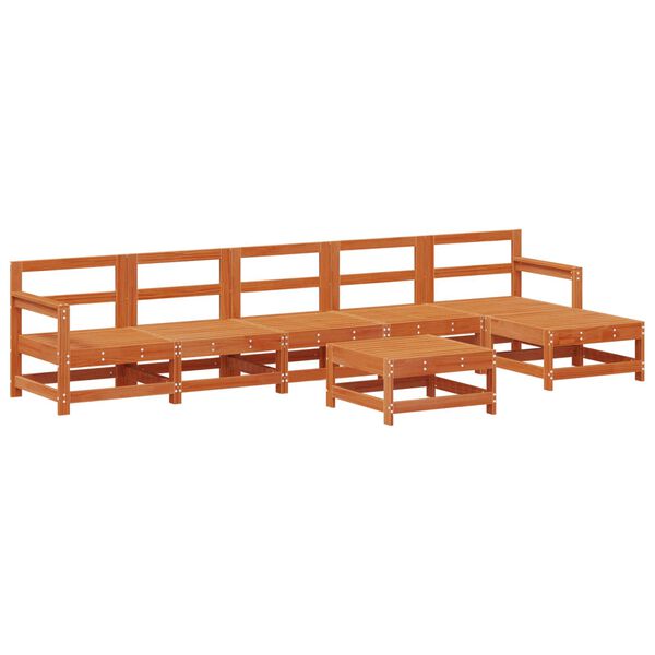 vidaXL Set lounge namje&scaron;taja za vrt 7 pcs Vosak Smeđa Masivna borovina