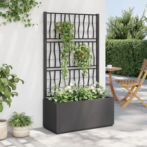 vidaXL Vrtna sadilica s re&scaron;etkom tamnosiva 80 x 36 x 140 cm PP